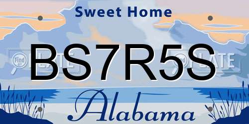 BS7R5S Alabama License Plate