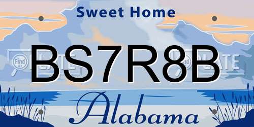 BS7R8B Alabama License Plate
