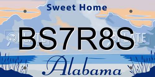 BS7R8S Alabama License Plate