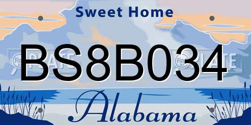 BS8B034 Alabama License Plate