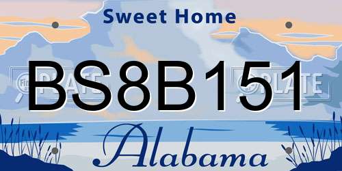 BS8B151 Alabama License Plate
