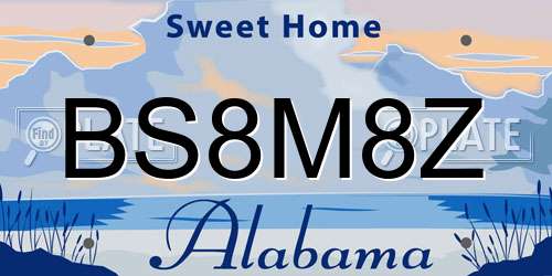 BS8M8Z Alabama License Plate