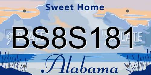 BS8S181 Alabama License Plate
