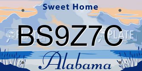 BS9Z7C Alabama License Plate