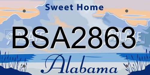 BSA2863 Alabama License Plate