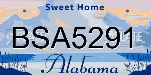 BSA5291 Alabama License Plate