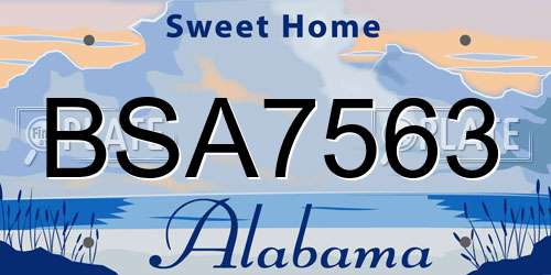 BSA7563 Alabama License Plate