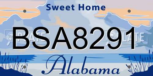 BSA8291 Alabama License Plate