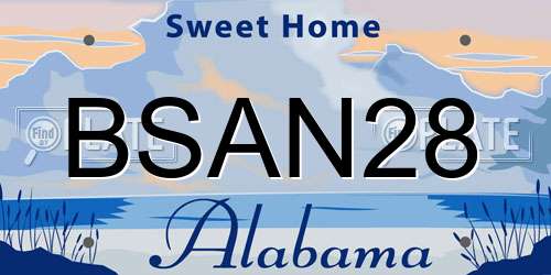 BSAN28 Alabama License Plate
