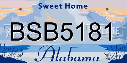 BSB5181 Alabama License Plate