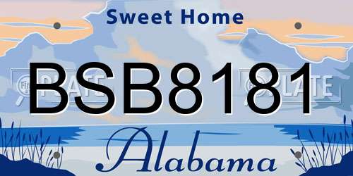 BSB8181 Alabama License Plate