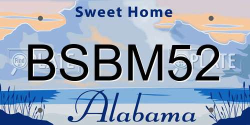 BSBM52 Alabama License Plate
