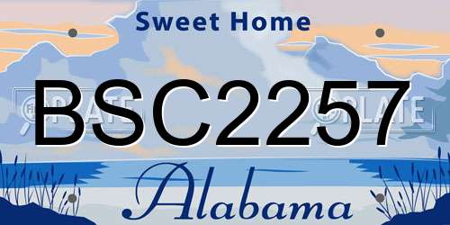 BSC2257 Alabama License Plate