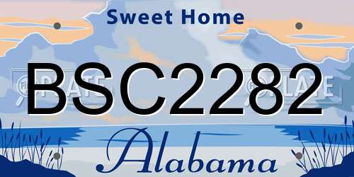 BSC2282 Alabama License Plate