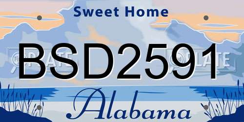 BSD2591 Alabama License Plate