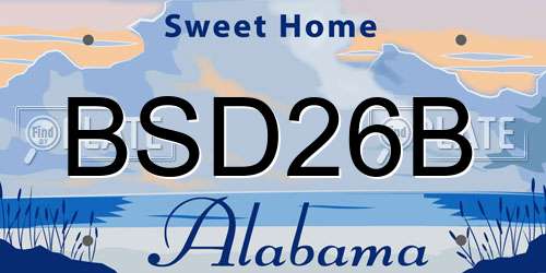 BSD26B Alabama License Plate