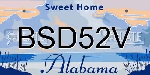 BSD52V Alabama License Plate