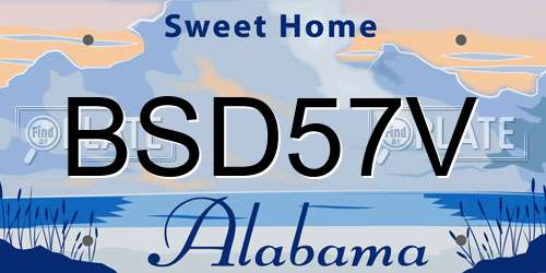 BSD57V Alabama License Plate