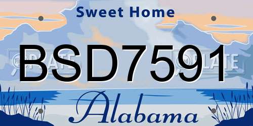 BSD7591 Alabama License Plate