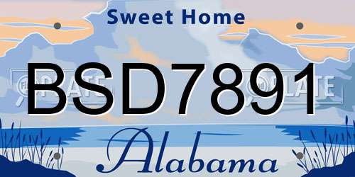 BSD7891 Alabama License Plate