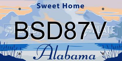 BSD87V Alabama License Plate