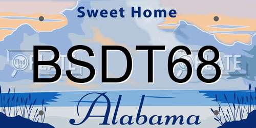 BSDT68 Alabama License Plate