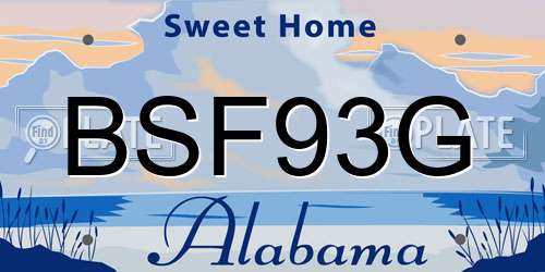 BSF93G Alabama License Plate