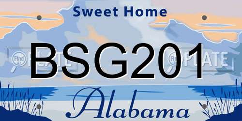 BSG201 Alabama License Plate