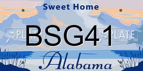 BSG41 Alabama License Plate