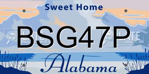 BSG47P Alabama License Plate