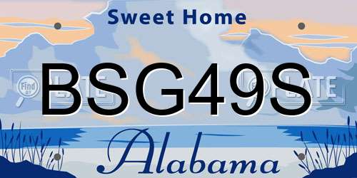 BSG49S Alabama License Plate