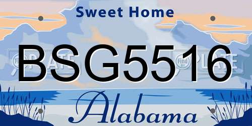 BSG5516 Alabama License Plate