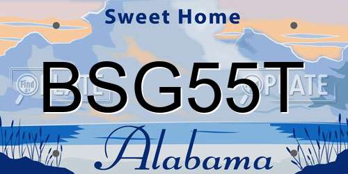 BSG55T Alabama License Plate