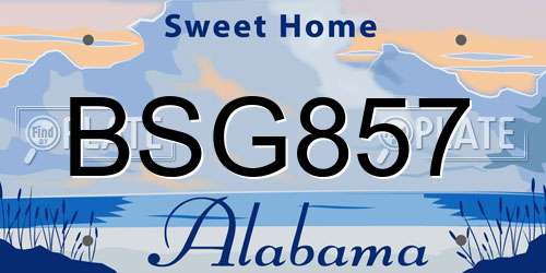 BSG857 Alabama License Plate