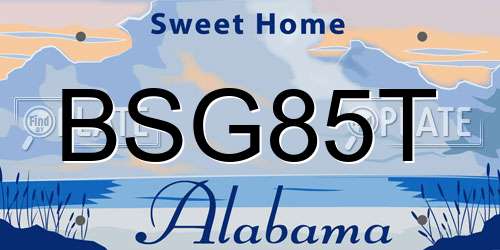BSG85T Alabama License Plate