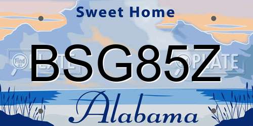 BSG85Z Alabama License Plate