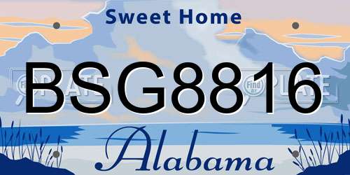 BSG8816 Alabama License Plate