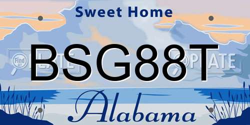 BSG88T Alabama License Plate