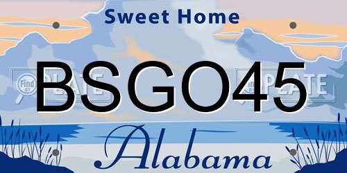 BSGO45 Alabama License Plate