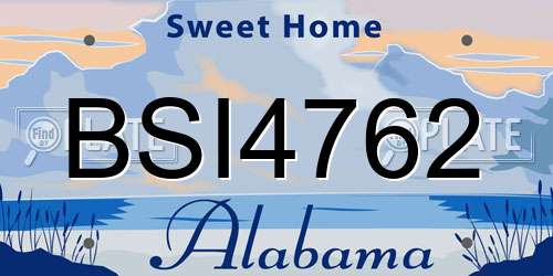 BSI4762 Alabama License Plate