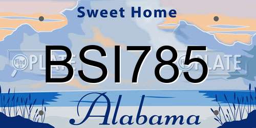 BSI785 Alabama License Plate