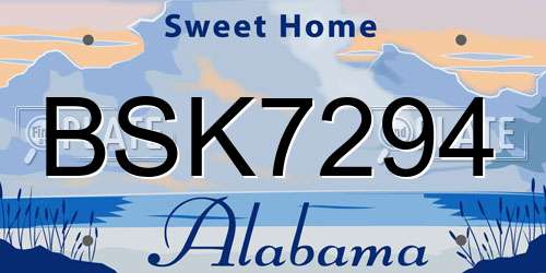 BSK7294 Alabama License Plate