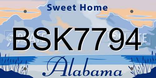 BSK7794 Alabama License Plate