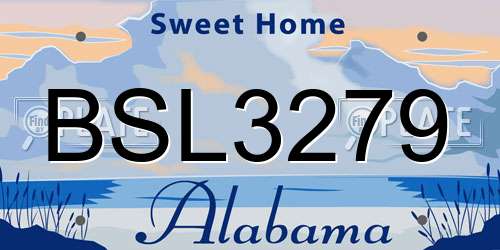 BSL3279 Alabama License Plate