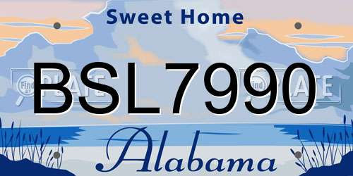 BSL7990 Alabama License Plate