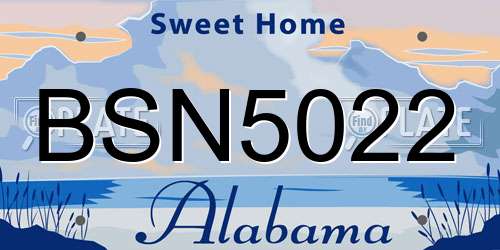 BSN5022 Alabama License Plate