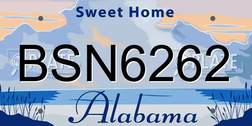 BSN6262 Alabama License Plate