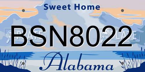 BSN8022 Alabama License Plate