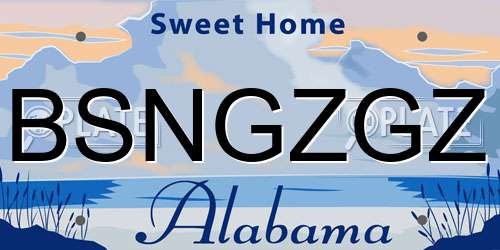 BSNGZGZ Alabama License Plate