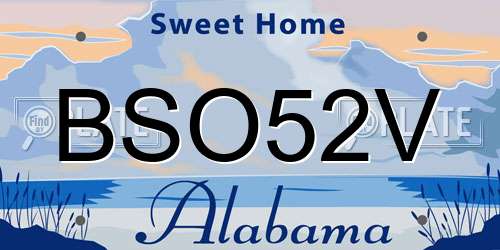 BSO52V Alabama License Plate